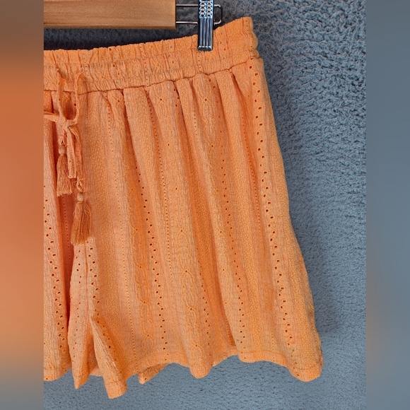 BCBGeneration Womens Beach Days Shorts Sz L Bright Orange Elastic Tie Waist - Picture 3 of 9